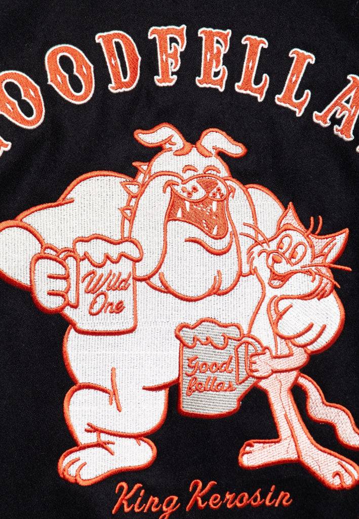 Queen Kerosin Baseball Leder Jacke «Goodfellas Beer» Neueste Mode
