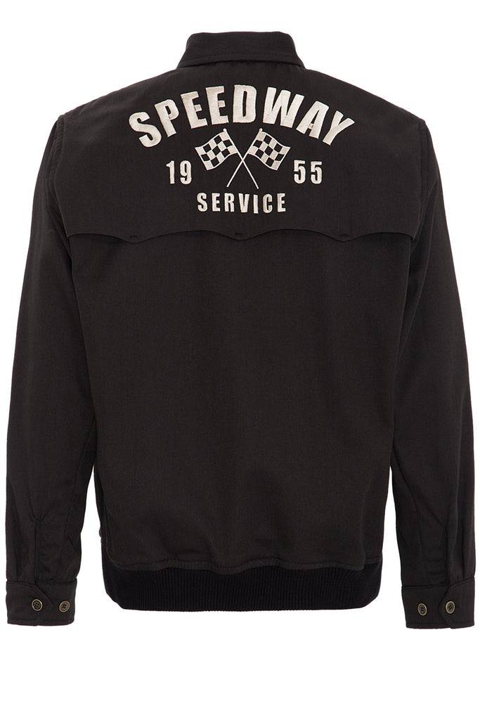 Queen Kerosin Gabardine Jacke mit großem Rückenstick «Speedway» Räumungsverkauf