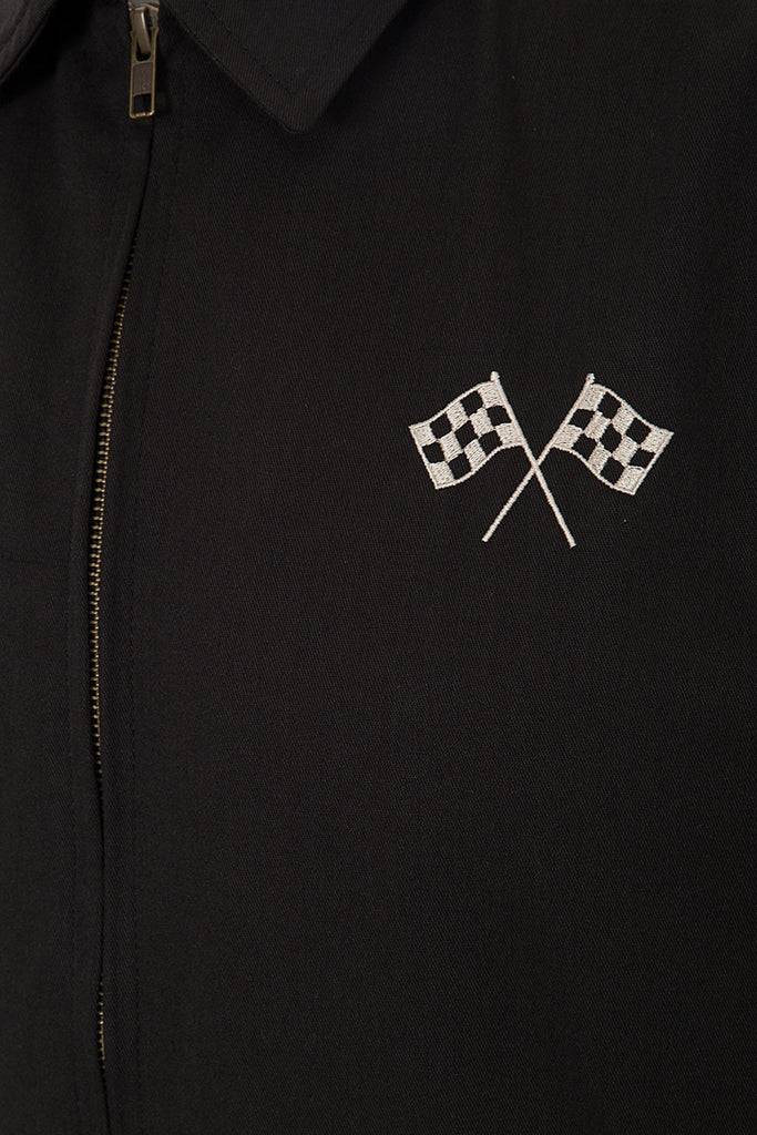 Queen Kerosin Gabardine Jacke mit großem Rückenstick «Speedway» Räumungsverkauf