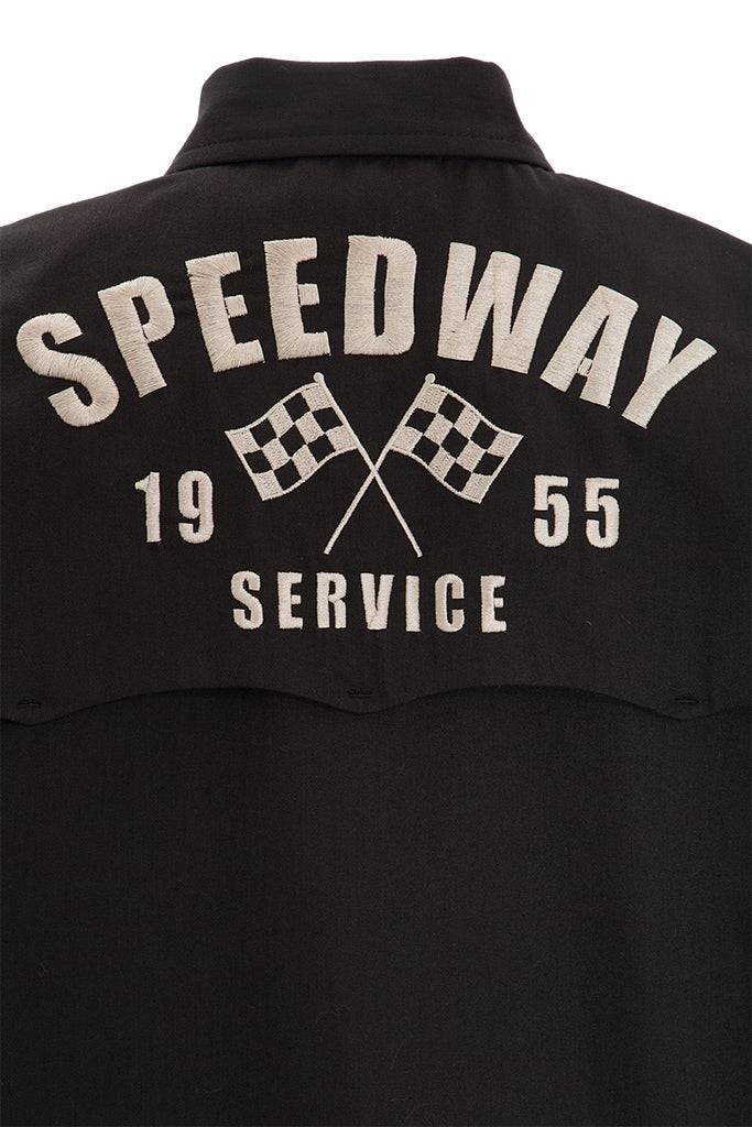 Queen Kerosin Gabardine Jacke mit großem Rückenstick «Speedway» Räumungsverkauf