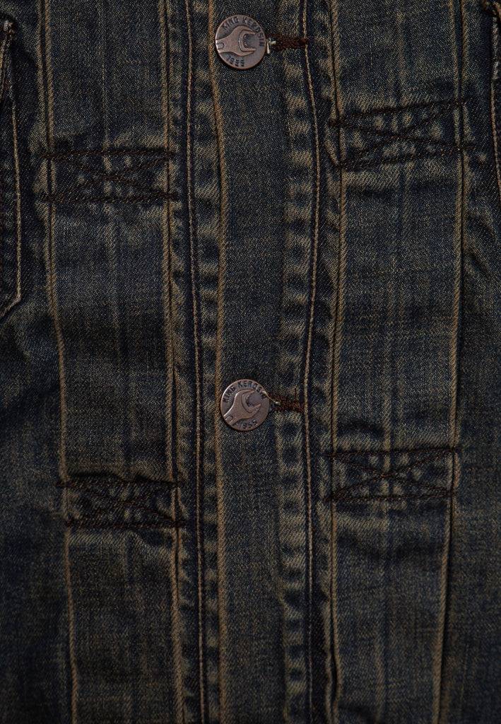 Queen Kerosin Denim Weste Stickerei «Motor State» Tägliche Deals