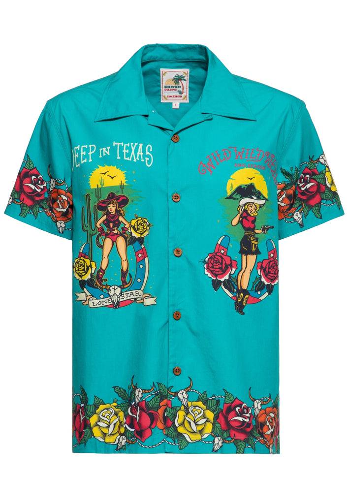 Queen Kerosin Hawaiihemd «Wild Wild West Texas» aus Bio-Baumwolle Wochenangebot