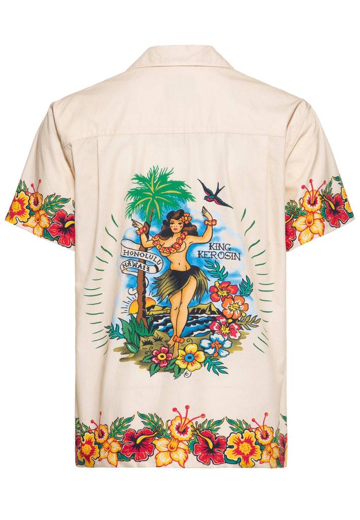 Queen Kerosin Hawaiihemd aus Bio-Baumwolle «Honolulu Hawaii» Kostenlose Rückgabe