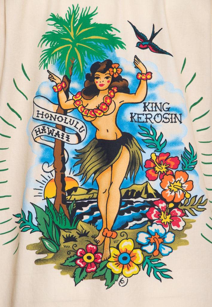 Queen Kerosin Hawaiihemd aus Bio-Baumwolle «Honolulu Hawaii» Kostenlose Rückgabe