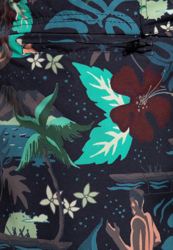 Queen Kerosin Badeshorts «Tropical Hulla Hou» Bis zu 50% Rabatt