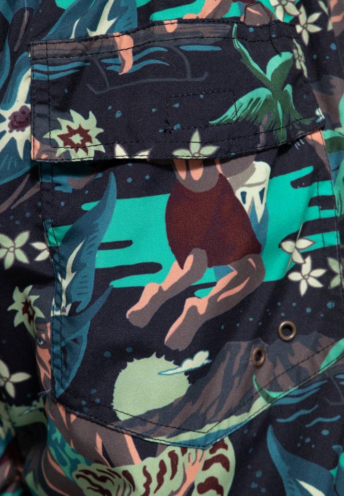 Queen Kerosin Badeshorts «Tropical Hulla Hou» Bis zu 50% Rabatt