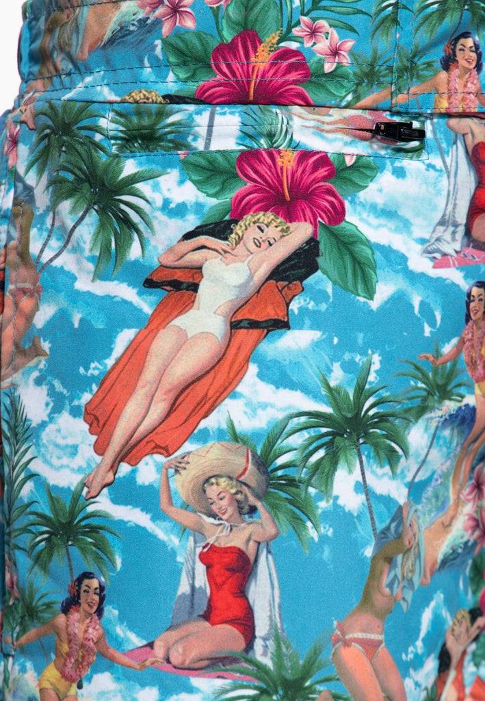 Queen Kerosin Badeshorts «Tropical Hawaiian» Bis zu 65% Rabatt