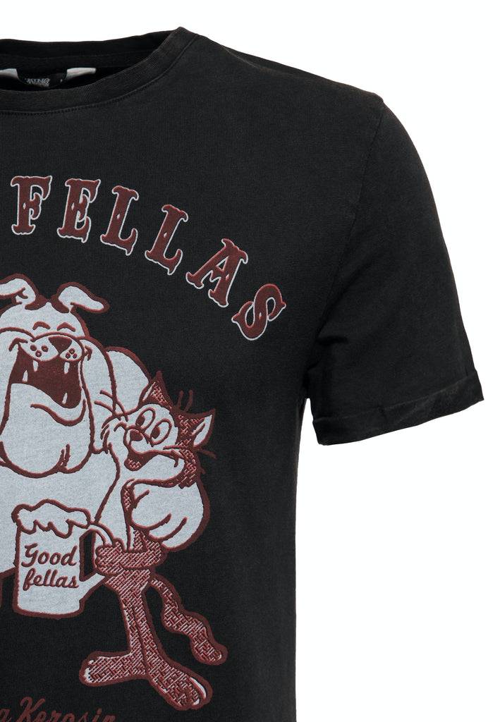 Queen Kerosin Oil Washed T-Shirt «GoodFellas» Bis zu 55% Rabatt