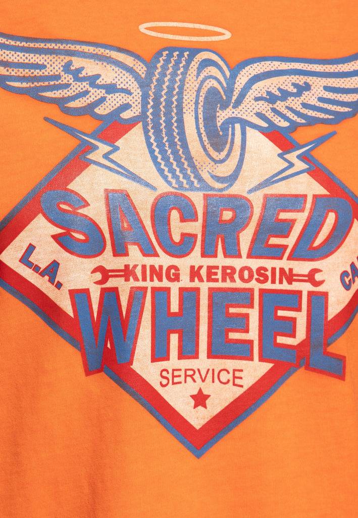 Queen Kerosin Oil Washed T-Shirt «Sacred Wheel» Discount Store für neue Produkte