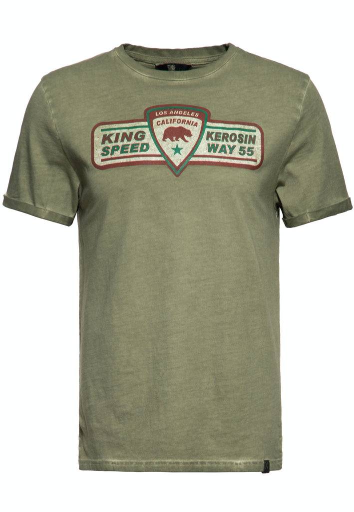 Queen Kerosin Oil Washed T-Shirt «Speedway 1955» Super Rabatt