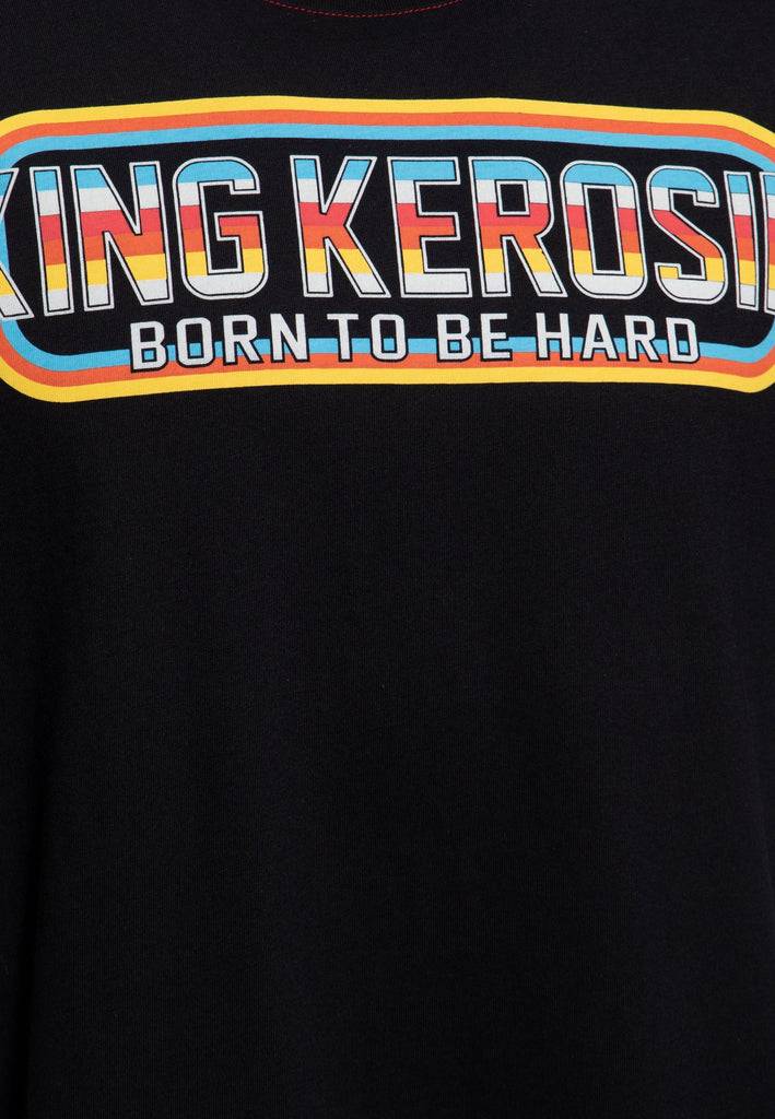 Queen Kerosin Print T-Shirt «Born to be Hard» 50% Rabatt mit kostenlosem Versand
