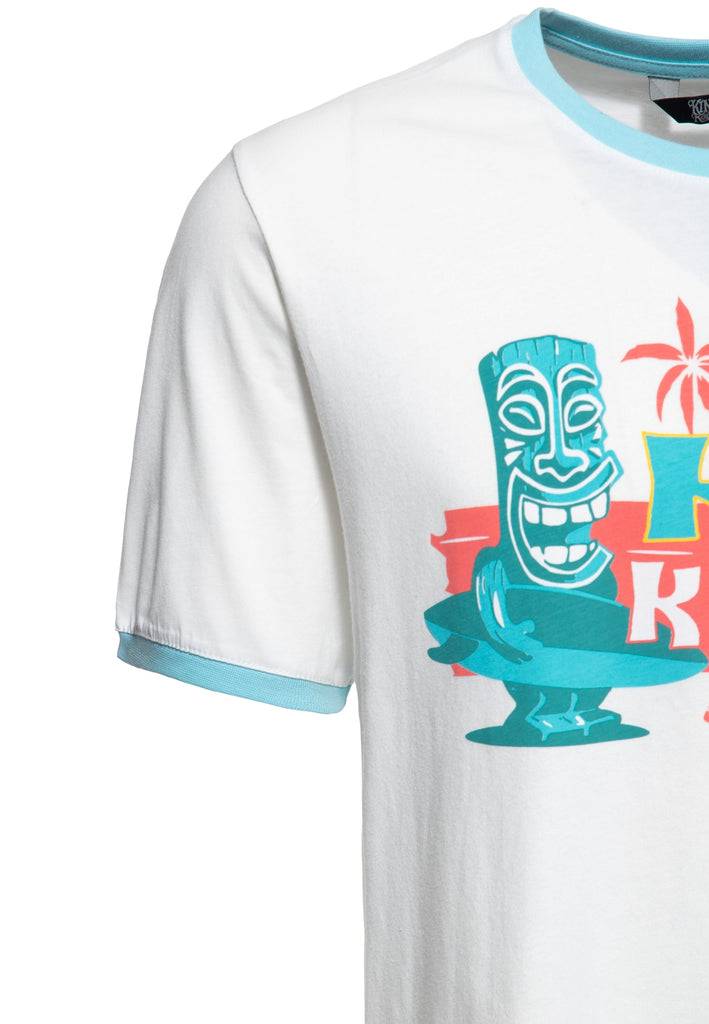 Queen Kerosin Contrast T-Shirt «Tiki Surfers» Clearance-Verkauf