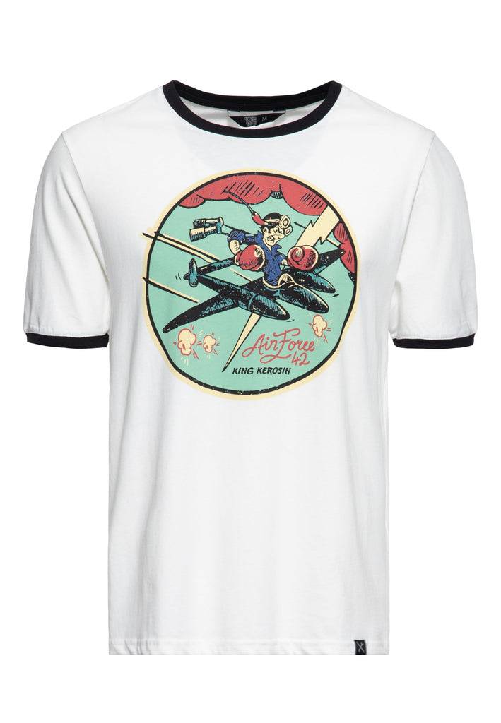 Queen Kerosin Contrast T-Shirt «Airforce 42» Kostenloser Versand international