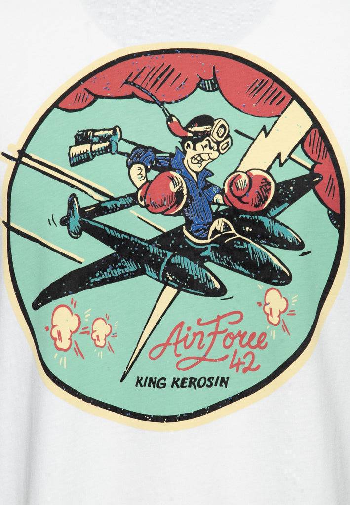 Queen Kerosin Contrast T-Shirt «Airforce 42» Kostenloser Versand international