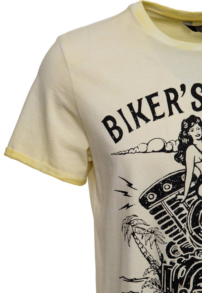 Queen Kerosin Oil Wash T-Shirt «Bikers Island» Fabrikverkauf