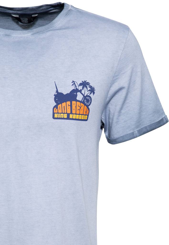 Queen Kerosin Oil Wash T-Shirt «Long Beach» Blitzverkäufe