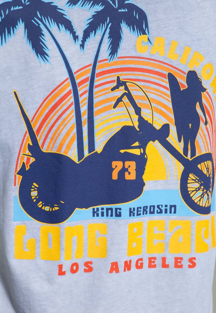 Queen Kerosin Oil Wash T-Shirt «Long Beach» Blitzverkäufe