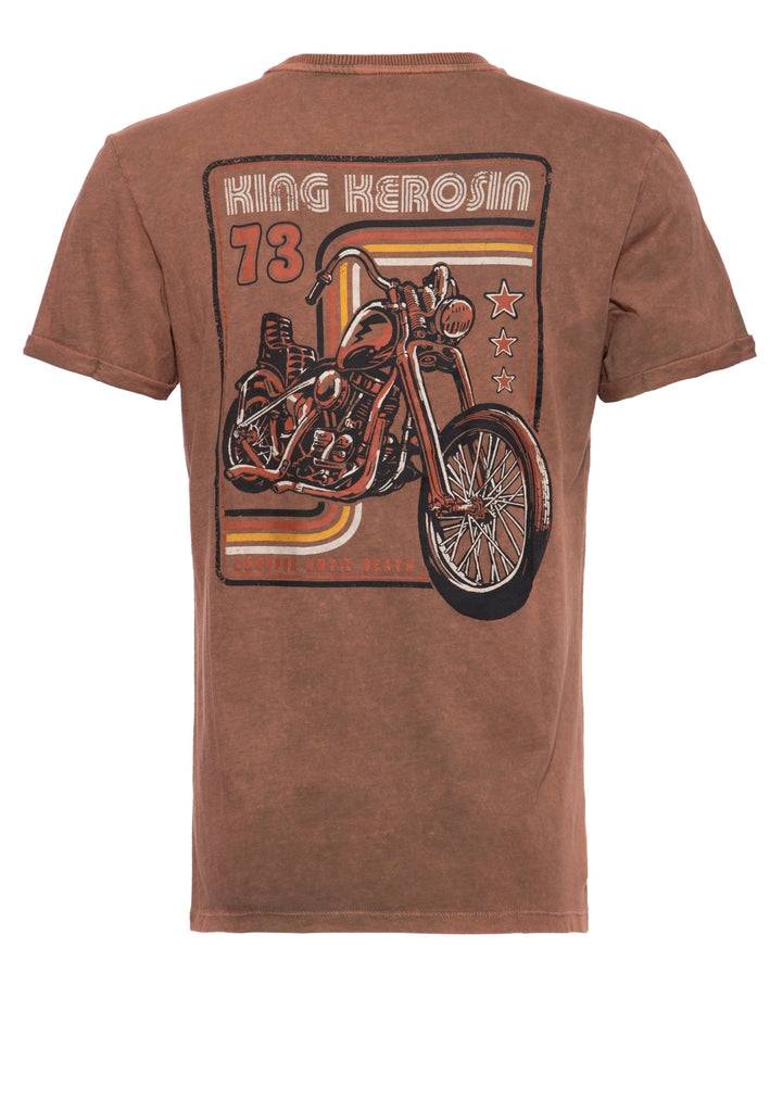 Queen Kerosin Roll-Up T-Shirt Acid Wash mit Backprint «Chopper until death» Begrenztes Angebot