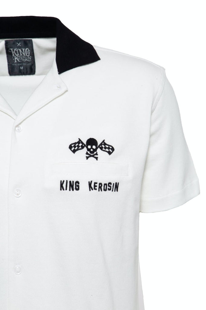 Queen Kerosin Kurzarm-Hemd im Bowling Style mit Kontrastkragen Blitzangebot