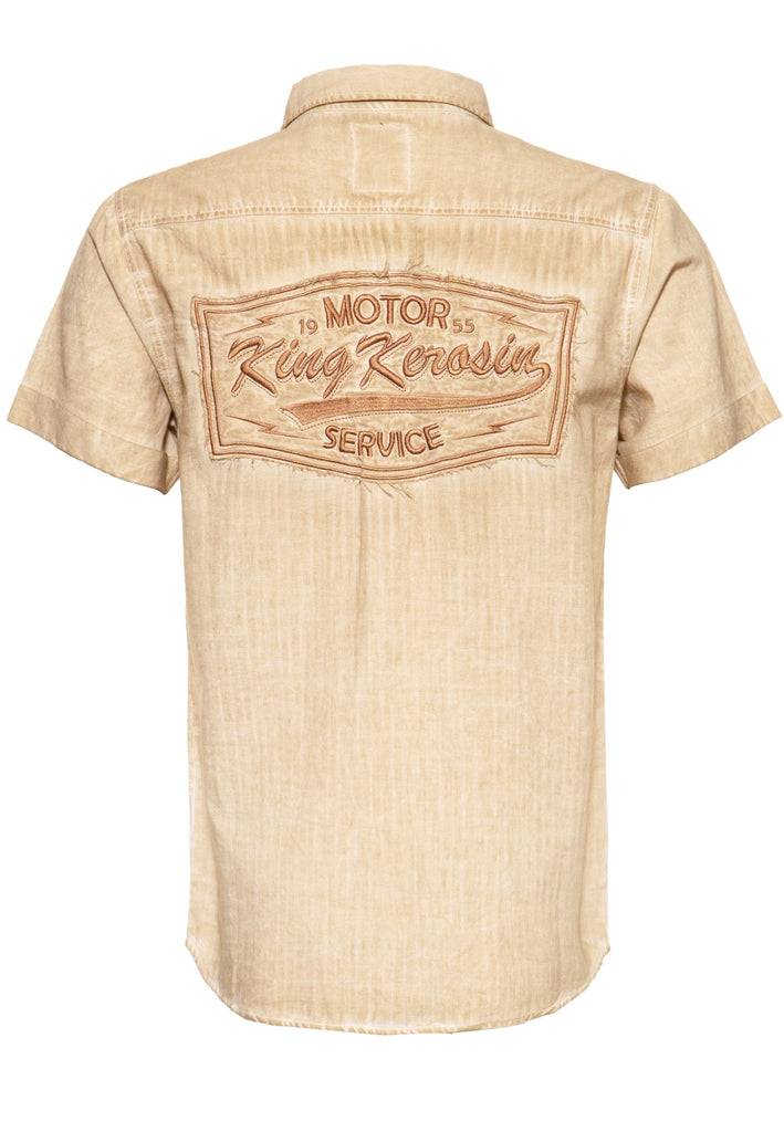 Queen Kerosin Kurzarm-Hemd im Workwear-Style «Motor Service» Große Rabatte
