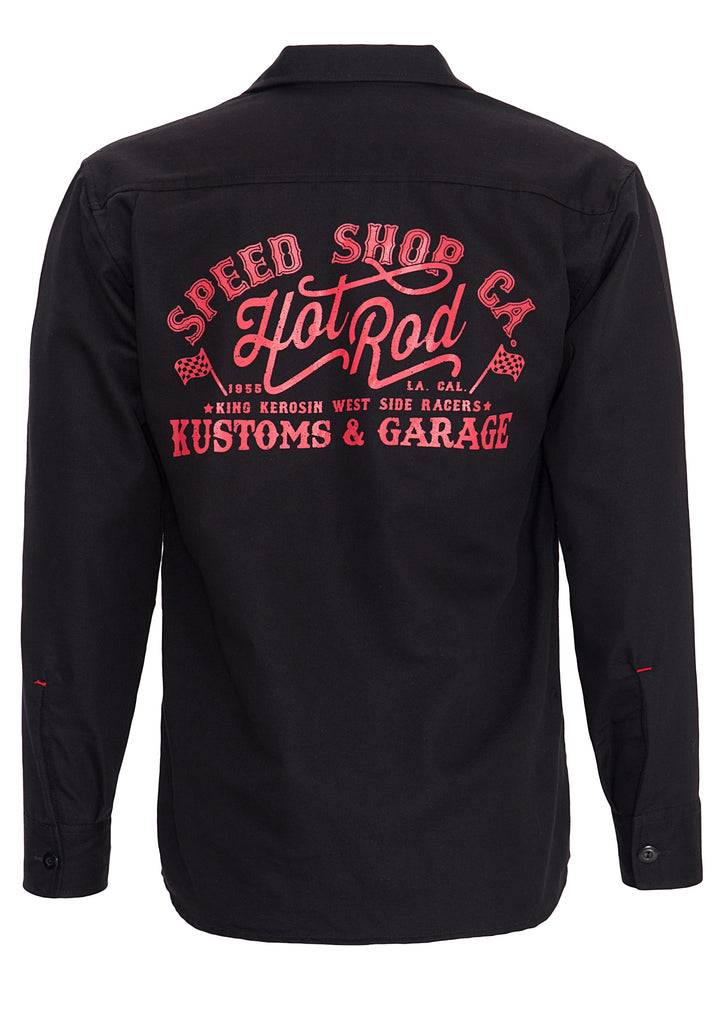 Queen Kerosin Hemd im Workwear mit Print im Rücken «Kustom & Garage» Saisonale Angebote
