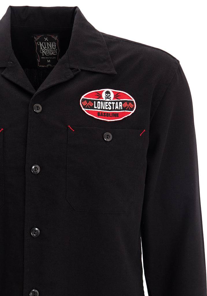 Queen Kerosin Hemd im Workwear mit Print im Rücken «Kustom & Garage» Saisonale Angebote
