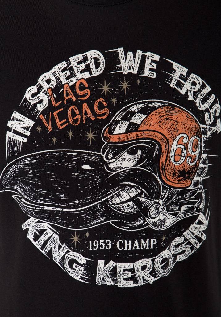 Queen Kerosin T-Shirt mit Front Print «In Speed we trust» Riesige Ersparnisse