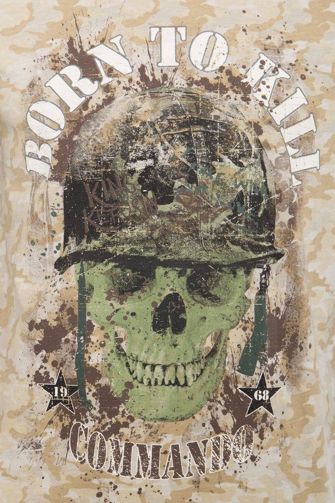 Queen Kerosin T-Shirt mit Print «born to kill» VIP-Rabatte