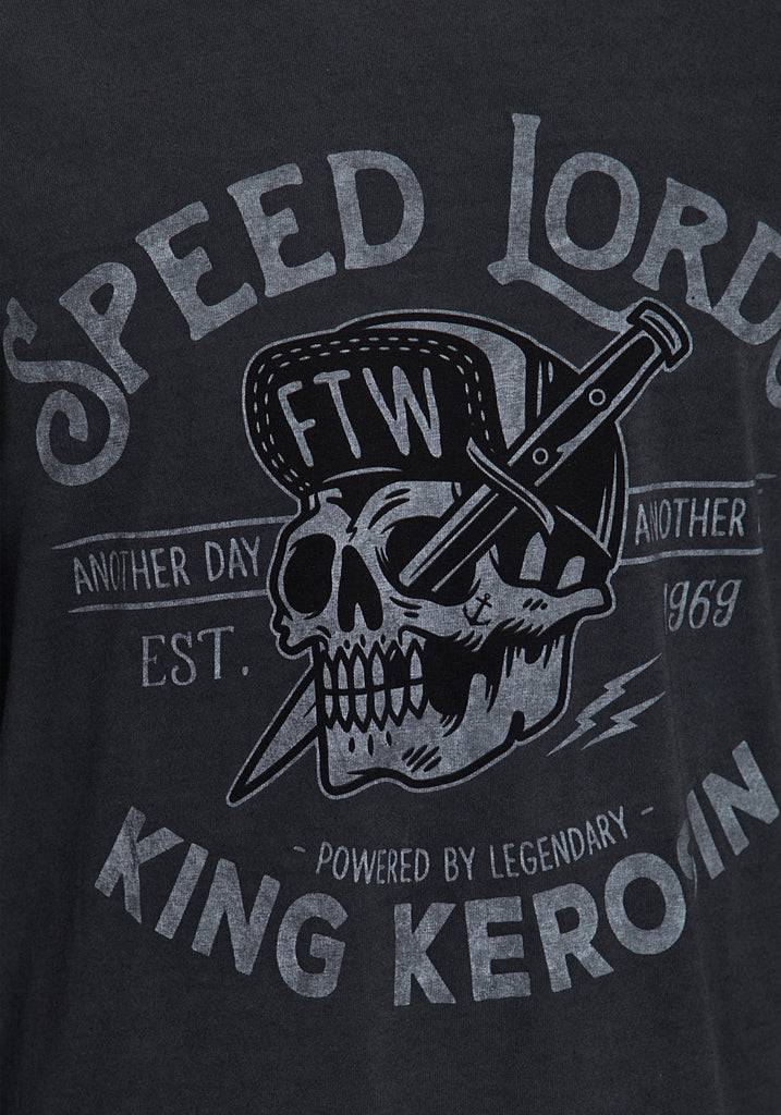 Queen Kerosin Langarm Shirt mit Front- und Ärmeldruck «Speed Lords» Tiefpreis