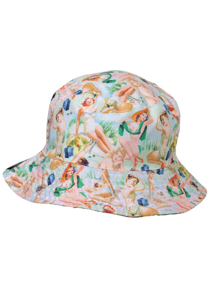 Queen Kerosin Bucket Hat «Floral & Pin-Ups» Kostenlose Rückgabe
