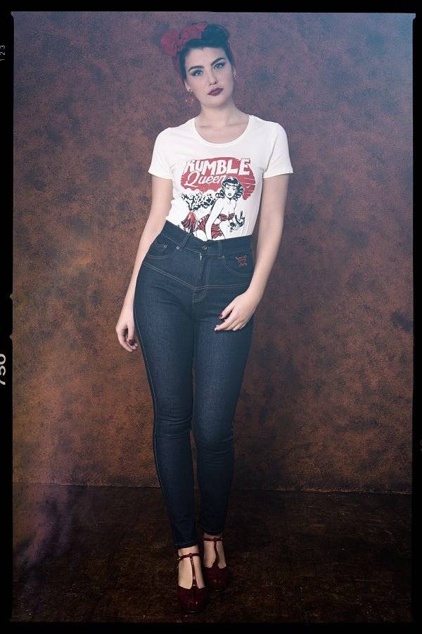 Queen Kerosin T-Shirt im Vintage Look «Rumble Queen» Bis zu 50% Rabatt