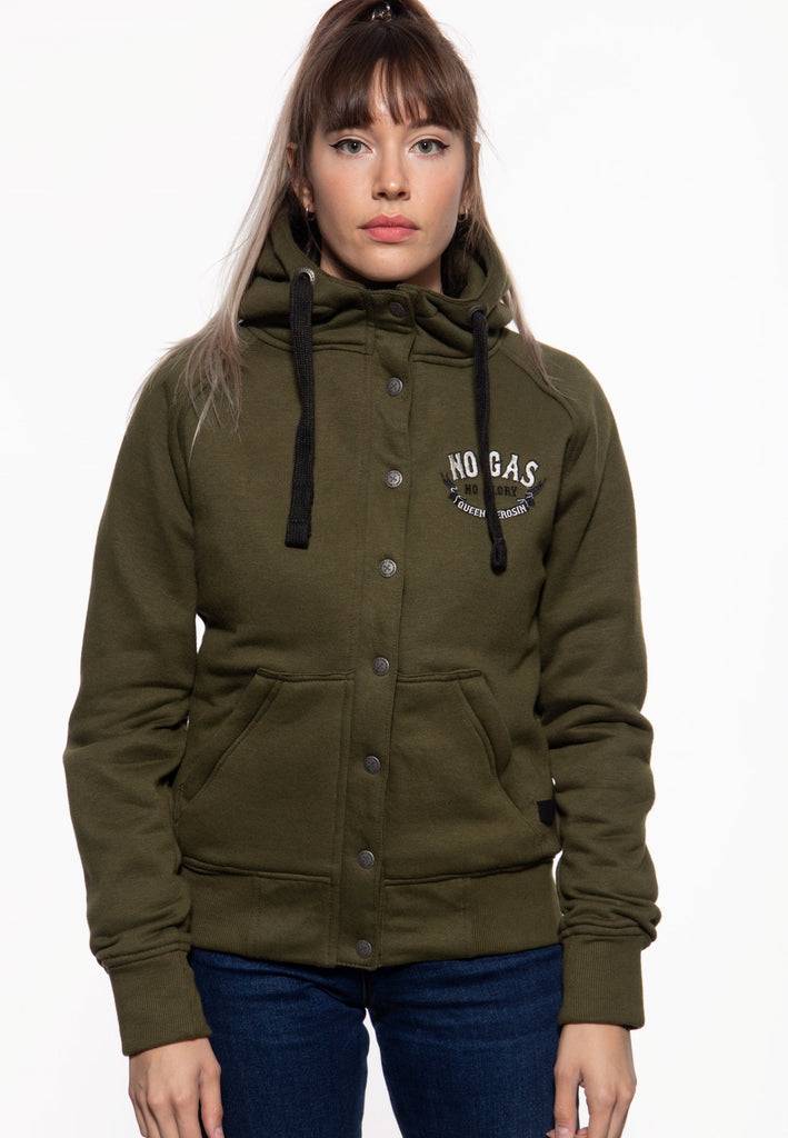 Queen Kerosin Sweatjacke mit Kapuze «No Gas No Glory» Super Rabatt