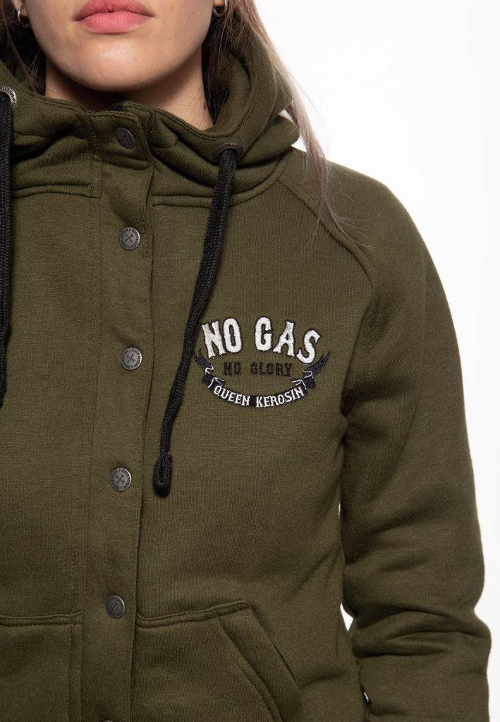 Queen Kerosin Sweatjacke mit Kapuze «No Gas No Glory» Super Rabatt