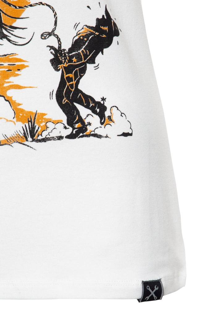 Queen Kerosin Slim Fit T-Shirt mit V-Ausschnitt und Western Print «Bounty hunter» zollfrei