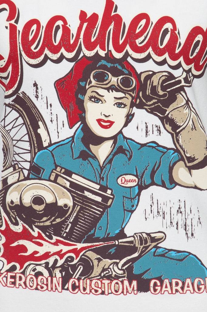 Queen Kerosin T-Shirt mit Frontprint «Gearhead» Outlet