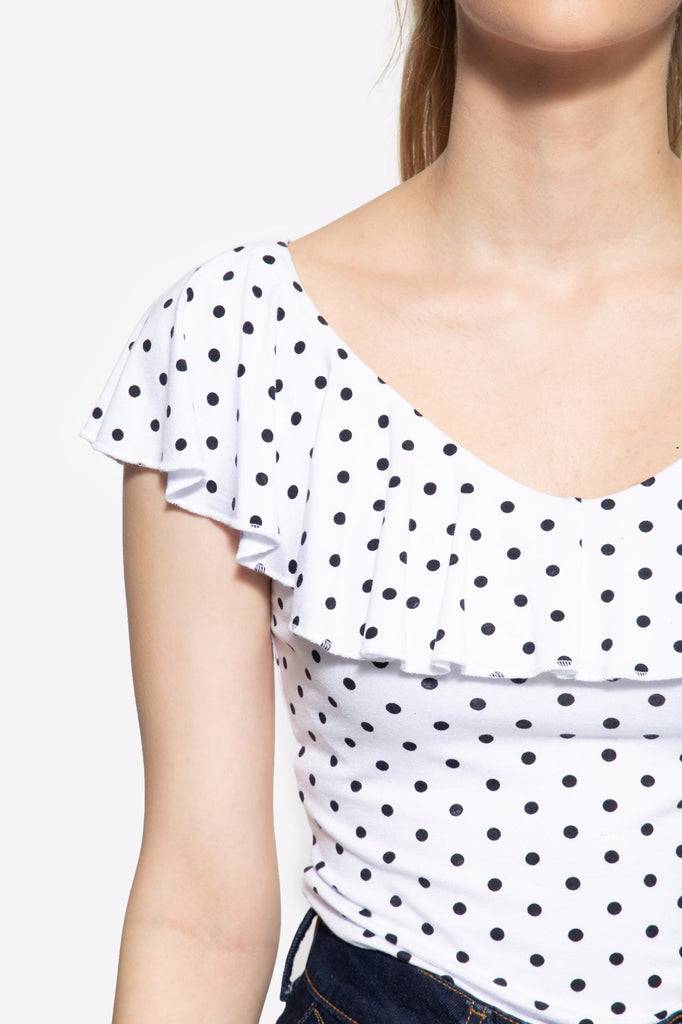 Queen Kerosin Volant Top mit Polka Dots Verkauf