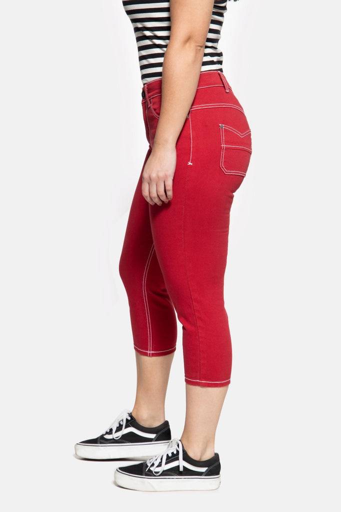 Queen Kerosin High Waist Slim Fit Capri Jeans «Betty» Hotsell