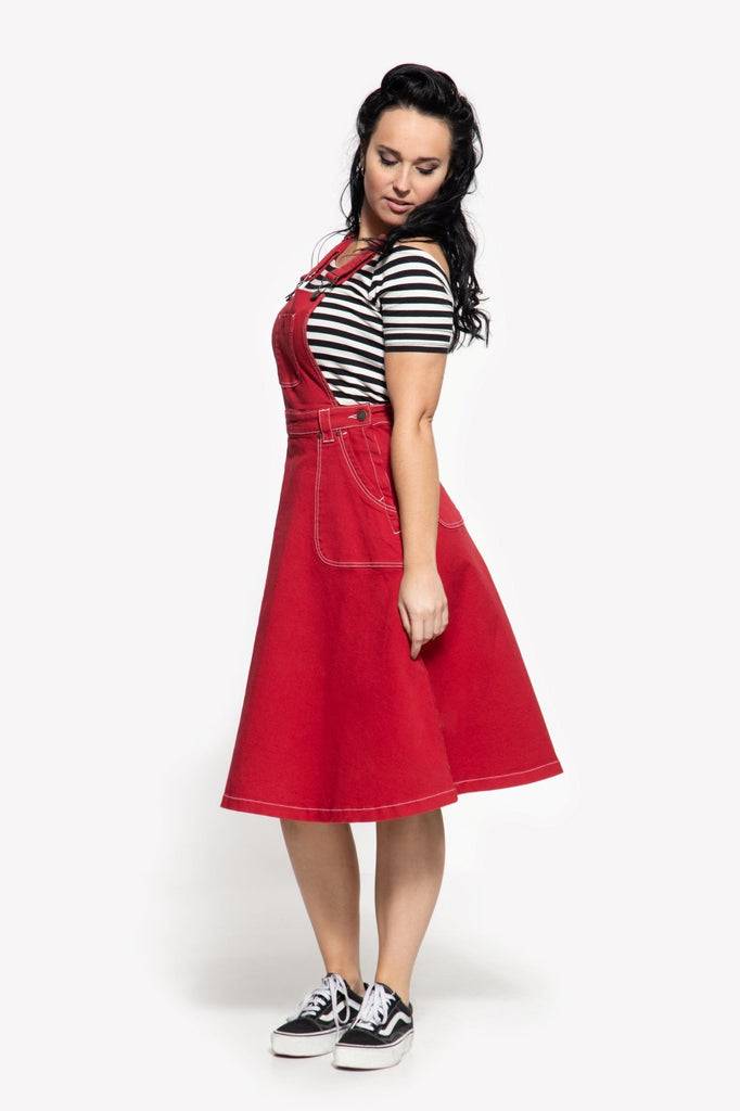 Queen Kerosin 50s Worker Denim Latz-Rock Sonderangebot