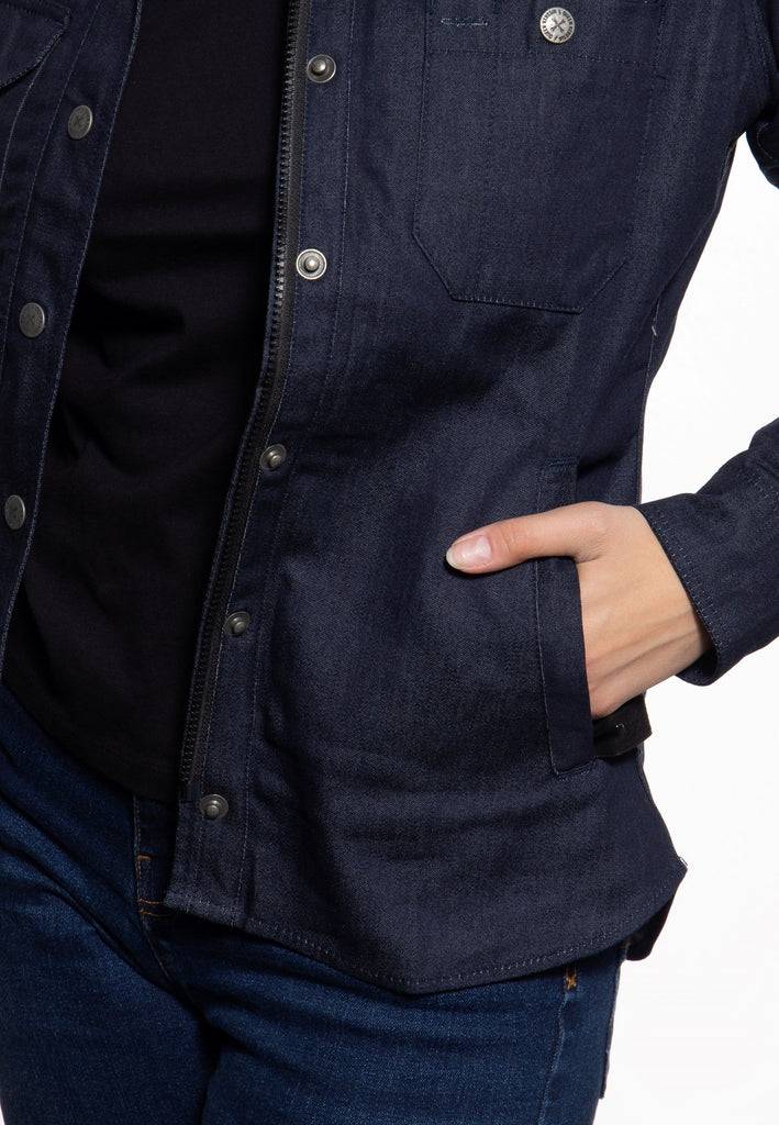 Queen Kerosin Denimhemd mit Stickerei «Build it up» Versandkostenfrei