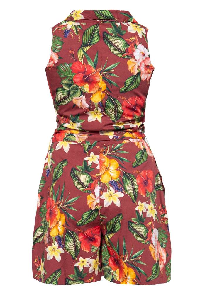 Queen Kerosin Vintage Jumpsuit mit tropischem All-Over-Muster Vatertagsangebot