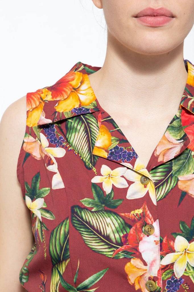 Queen Kerosin Vintage Jumpsuit mit tropischem All-Over-Muster Vatertagsangebot