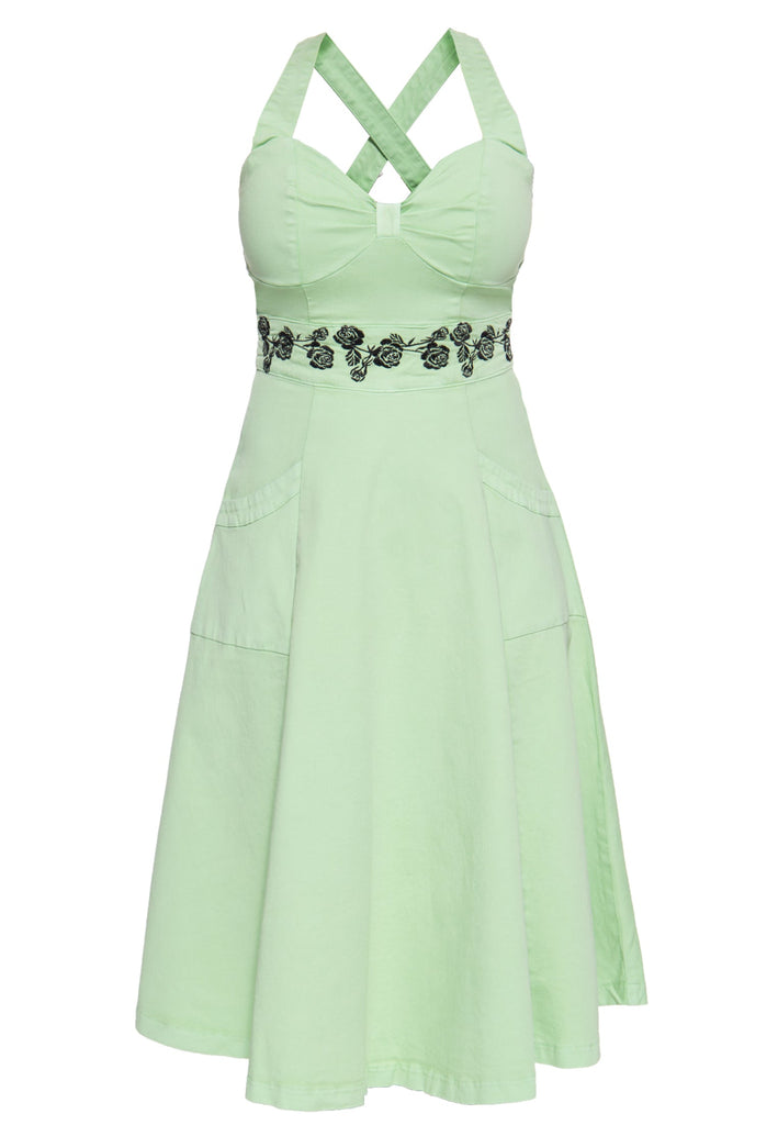Queen Kerosin Vintage Swing-Kleid mit floraler Stickerei Heißer Verkauf