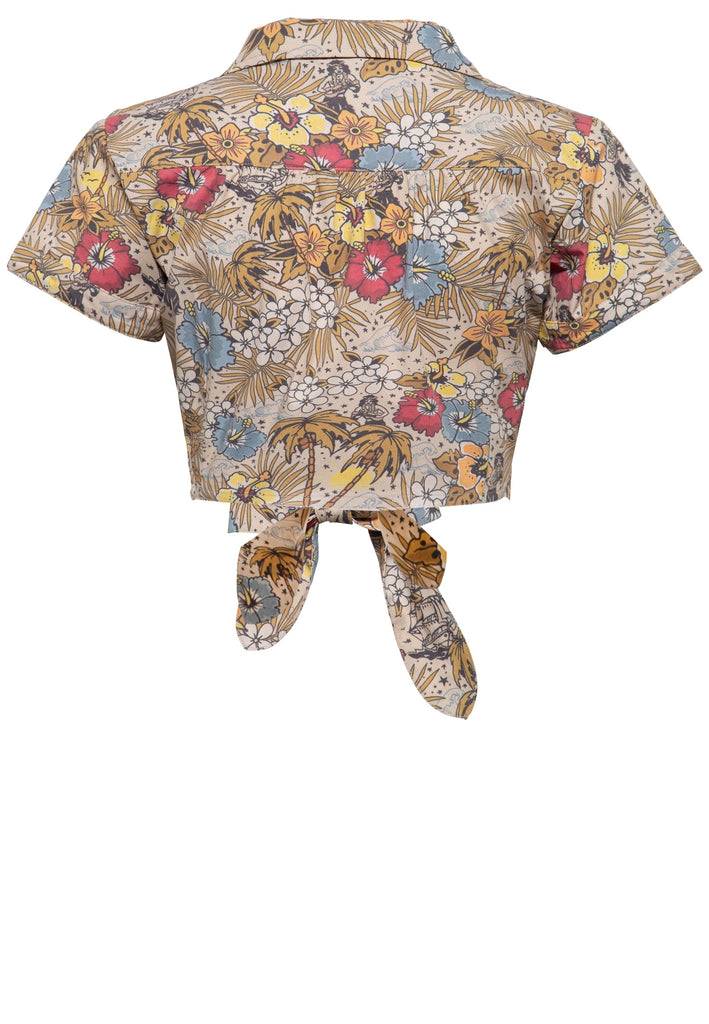 Queen Kerosin Bluse mit hawaiianischem Muster Neueste Mode