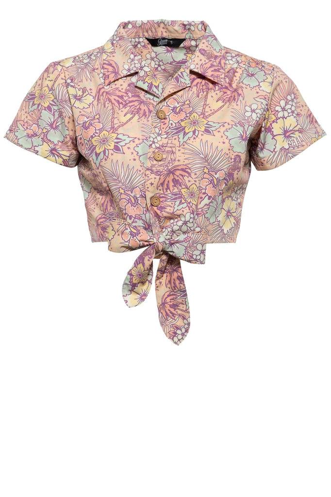 Queen Kerosin Bluse mit hawaiianischem Muster Neueste Mode