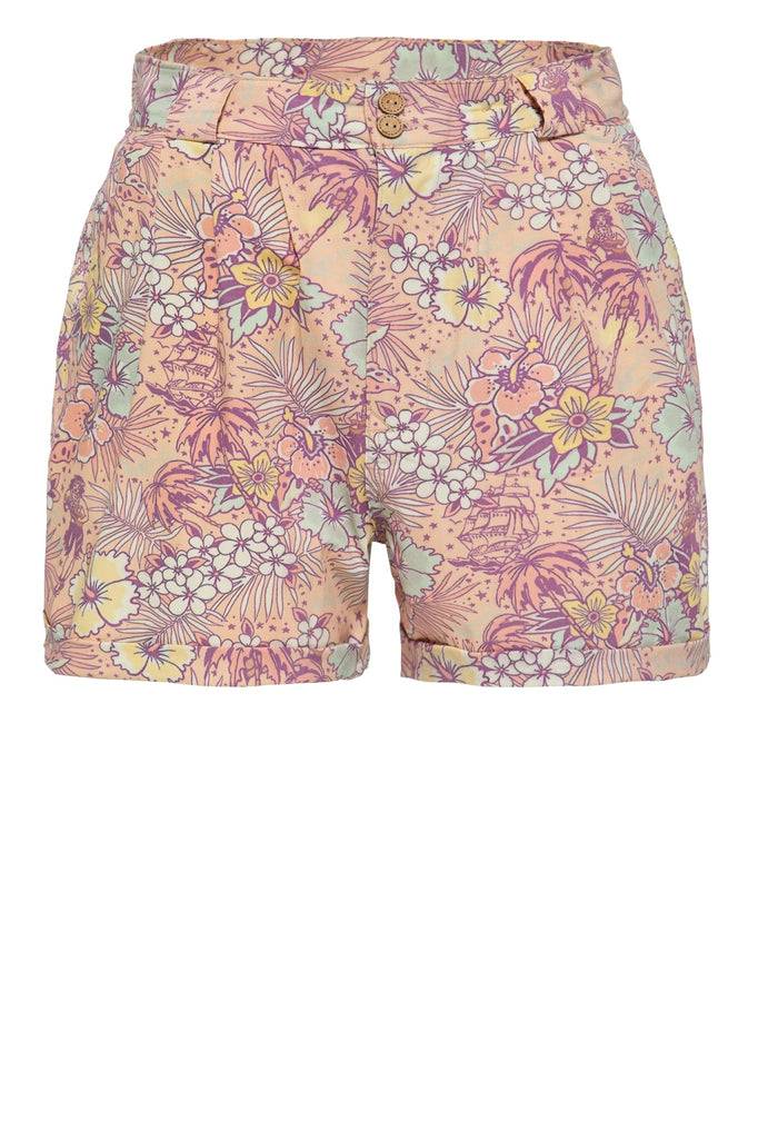 Queen Kerosin Shorts mit hawaiianischem All-Over-Muster Zeitlich begrenztes Angebot