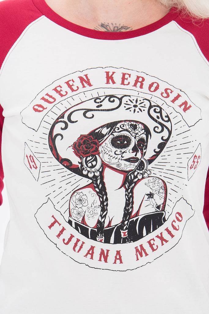 Queen Kerosin Sweater in Two-Tone Optik «Tijuana Mexico» Exklusive Angebote