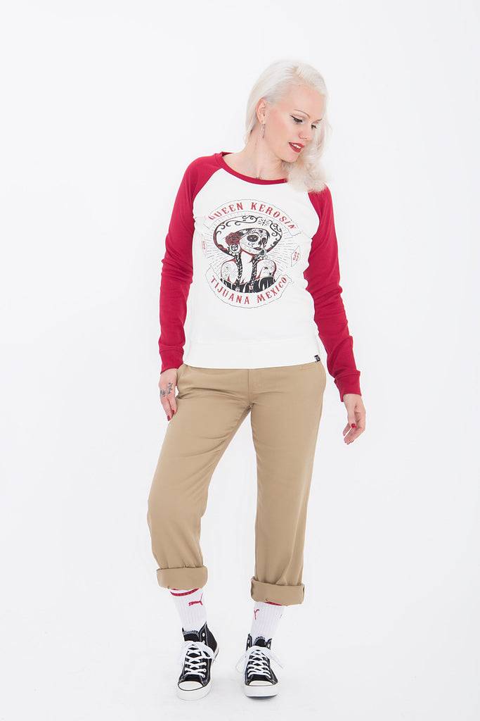 Queen Kerosin Sweater in Two-Tone Optik «Tijuana Mexico» Exklusive Angebote
