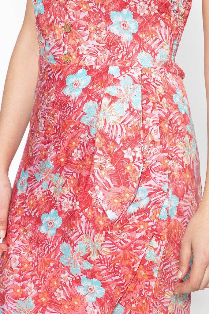 Queen Kerosin Sommerkleid mit tropischem Muster Räumungsverkauf