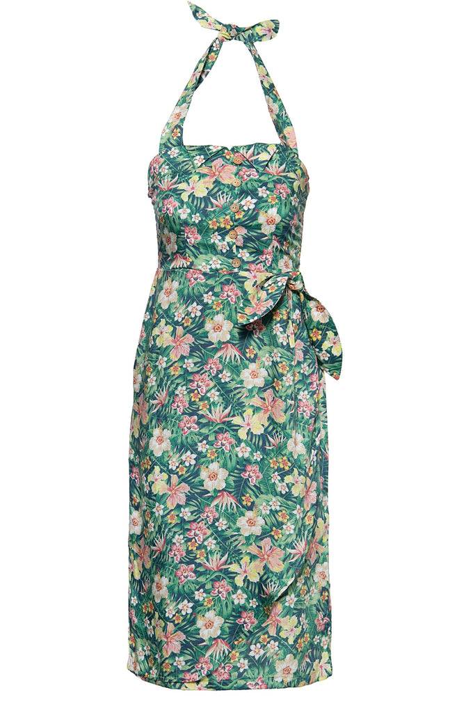 Queen Kerosin Sommerkleid mit tropischem Muster Räumungsverkauf