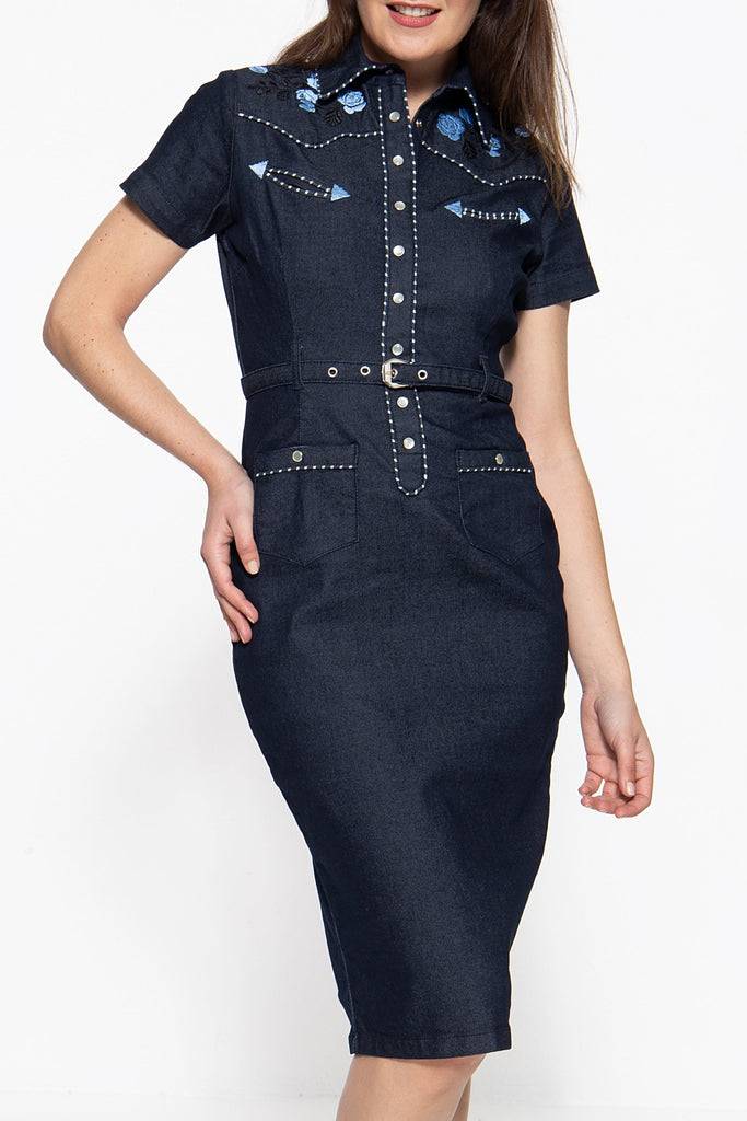 Queen Kerosin Jeanskleid im Westernchic Kauf eins, bekomm eins gratis